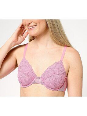 All Worthy Underwire Bra Size 48D Lace Unlined Cashmere Rose Lingerie Intimate